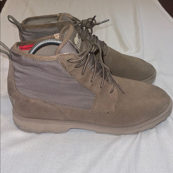 SOREL Caribou Mod Chukka Boots Mens Suede Nylon Rain Boot Waterproof 12 Sand